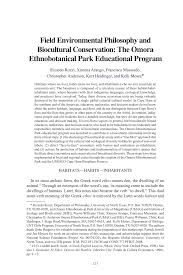 Pdf Field Environmental Philosophy And Biocultural Conservation The Omora Ethnobotanical Park Educational Program