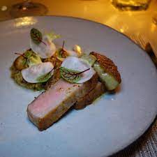 Porcelet Farro Verde Smoky Variety Of Farro And Bacon Risotto Mustard Seeds Banyuls Turnips And Bacon Seared Foie Gras At Hawks Bacon Risotto Food Bacon