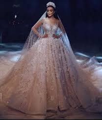 Luxurious Wedding Dress Ball Gown Shining Crystal Beading Wedding Gown Flower Diamond Bridal Gown Adsfay Long Sleeve Ball Gown Wedding Dress Ball Gown Wedding Dress Bridal Dresses