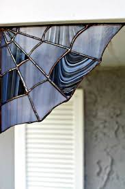 Black Grey Stained Glass Spiderweb Stained Glass Home Decor Gothic Decor Vampire Creepy Ad Stained Glass Spider Web Stained Glass Spider Gothic Decor