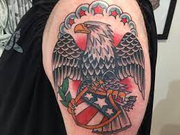 To summarize your love of power or patriotism, a bald eagle tattoo is your number one option. Shoulder Traditional Flag Eagle Tattoo Novocom Top