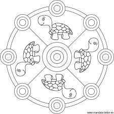 Schildkroten ausmalbilder turtle art kindergarten art. Mandala Ausmalbild Mit Vier Schildkroten Zum Ausdrucken