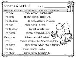 Do you hear the noun or the verb? Singular Plural Nouns With Matching Verbs Packet L 1 1c Tpt