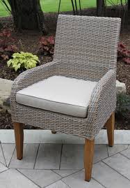 All Weather Wicker Teak Dining Chair With Sunbrella Cushion 2 Pack Teak Armchair Teak Dining Chairs Patio Dining Chairs