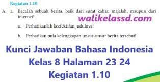 Savesave kunci jawaban bahasa inggris halaman 32 for later. Kunci Jawaban Bahasa Indonesia Kelas 8 Halaman 23 24 Kegiatan 1 10 Wali Kelas Sd