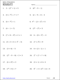 math worksheets order of operations or pemdas
