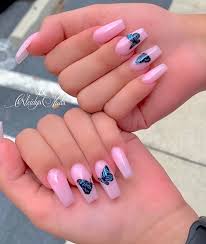 50 Pretty Butterfly Nail Art Designs You Will Love Pink Acrylic Nails Long Acrylic Nails Swag Nails