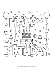 Of course, you can choose from the many themes of this website, but you can also use pictures of the theme birthday ! Happy Birthday Coloring Pages Free Printable Pdf From Primarygames