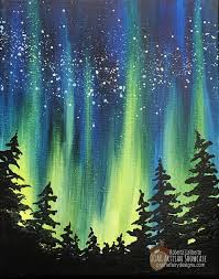 Blog Ooak Artisan Showcase Northern Lights Acrylic Painting With Roberta Laliberte Northern Lights Painting Art Painting Acrylic Canvas Art Painting