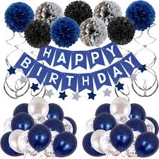 4.5 out of 5 stars. Birthday Decorations Men Navy Blue And Silver Birthday Balloons For Boy Women Girls Happy Birthday Banner With Start Bunting 60pcs Birthday Party Decorations For 13th 16th 18th 30th 40th 50th 60th Party