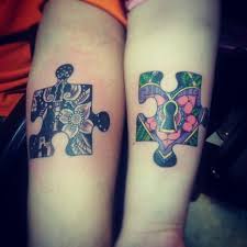 Many married couples choose the puzzle piece tattoos to represent that they finally have found the person they have been searching for all these years. Me And Hubby Got A Couples Tattoo Two Puzzle Pieces With A Lock For Wife And Key For Husband Puzzle Tattoos Couple Tattoos Puzzle Piece Tattoo