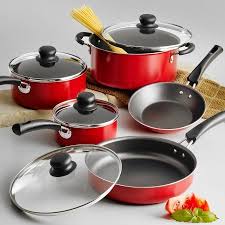 Tramontina 9 Piece Non Stick Cookware Set Red Walmart Com Cookware Set Nonstick Cookware Set Stainless Steel Cookware Set