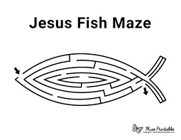 Photo of a very old art print that dates back to at least 1915 of a painting that was done in 1874 by gabriel max. Free Printable Jesus Fish Maze