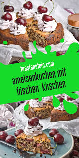 Ameisenkuchen Mit Frischen Kirschen Toastenstein Com Rezept Ameisenkuchen Lebensmittel Essen Kirschen