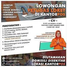 Dan pada saat ini bentuk badan usaha pos indonesia merupakan perseroan terbatas dan sering disebut dengan pt. Loker Temanku Lowongan Petugas Loket Di Kantor Pos Facebook