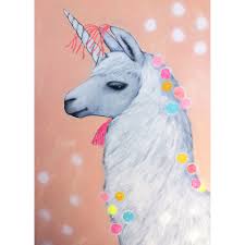 Unicorn Llama Aka Llamacorn Come Away With Me Available In A3 A2 Sized Print Original Artwork Acrylic Aerosol On Wood Bo Art Llama Painting Funky Art