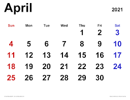 April 2021 calendar as microsoft excel xlsx. April 2021 Calendar Templates For Word Excel And Pdf