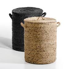 Panier Rond Avec Couvercle En Jacinthe D Eau Liane Panier Rond Panier Salle De Bain Panier Linge