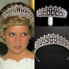 Queen Princess Diana Crown Crystal Pearl Headband Tiara Wedding Bride  Headbands