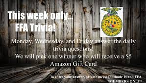 Wear blue/gold or your ffa shirt! Rhode Island Ffa Association We Would Like To Thank Everyone For Watching Our Daily Videos These Past Two Weeks We Hope You Enjoyed Learning A Few Things From Us And Trying