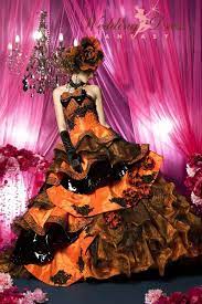 Gorgeous Halloween Wedding Dress In Orange And Black Orange Dress Wedding Halloween Wedding Dresses Gothic Wedding Dress