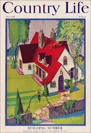 April 1928 Country Life Cover Vintage Illustration Cottage Art Magazine Cover
