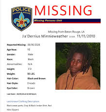 NEWS: 15-year-old Ja'Derrius Minnieweather has been missing since Thursday,  June 4. Police say he's 5-feet tall and weighs under 100 pounds. If you  know anything, call Baton Rouge Police (911) or Crime