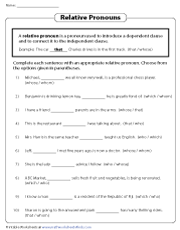 Relative clauses describe or provide information about someone or something (a noun or noun phrase) that has usually the relatives clause clarifies that it is well read people that the person likes to mix with. Relative Pronouns Worksheets