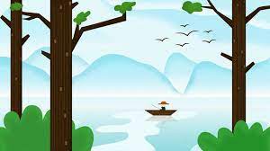 清明節春春雨釣 湖水 叢林 樹插畫素材 免版稅 home decor decals home decor decor