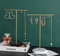 Retail Jewelry Presentation Stylish T-Bar Jewelry Stand With Black Marble  Base - Necklace & Earring Display Organizer Jewelry Display