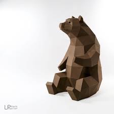 Bear Paper Craft Digital Template Origami Pdf Download Diy Etsy Paper Sculpture 3d Paper Crafts Sculpture