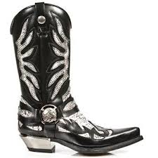 Black And White Snakeskin Cowboy Boots M7991 S1 New Rock Cowboy Boots With White Snakeskin Details Snakeskin Cowboy Boots