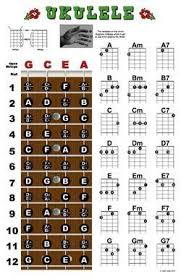 Ukulele Fretboard And Chord Chart Instructional Poster Uke