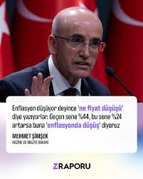 🔴Hazine ve Maliye Bakanı Mehmet şimşek enflasyon düşüyor eleştirilerine  yanıt verdi 🎤Bakan Şimşek: “Enflasyon düşüyor deyince 'ne düşüşü'  diyorlar. Geçen sene %44 bu sene %24 artarsa biz buna enflasyonda düşüş  diyoruz.” #enflasyon #