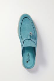 Located in dubai, al qouz 2. Loro Piana Babouche Charms Walk Suede Slippers In Light Blue Blue Lyst