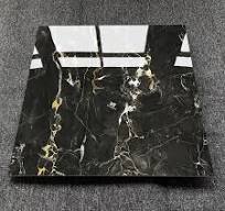 Black Tiles Polish Gold Vein Dark Porcelain Floor Semi Granite Polished Tile