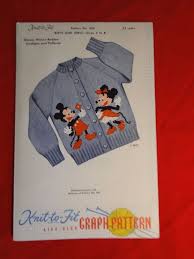 1953 Knit To Fit Graph Pattern Knitting Mickey Minnie