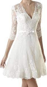 Die ehe ist ein wichtiger und unvergesslicher tag für jede frau. Milano Bride Einfach Elfenbein Spitze Langarm Hochzeitskleider Brautkleider Brautmode Kurz A Linie Rock Mini 40 Elfenbein Amazon De Bekleidung