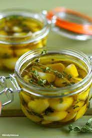 How To Pickle Garlic In Olive Oil Easy Pickled Garlic Herbs Strictlydelicious Pickled Garlic Recipes Pickling Recipes