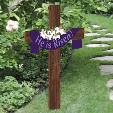 He Is Risen Easter Yard Cross Outdoor Nativity Store Easter Yard Decorations Easter Christian Wooden Easter Decorations