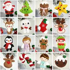 Set Of 16 Christmas Ornaments Felt Decor New Year Gift Christmas Decor Large Set Of Manualidades Navidenas Adornos Navidad Fieltro Fieltro Manualidades Navidad
