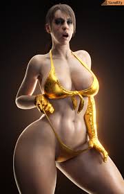 Rule 34 - 3d 3d (artwork) Big Breasts Bikini Bikini Bottom Bikini Bottom  Pull Bikini Top Blender (software) Bra Breasts Bush Cleavage Gloves Gold  Bikini Light-skinned Female Looking At Viewer Metal Gear