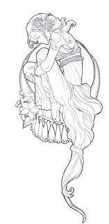 Outline coloring page for the adult coloring book with colored sample stock vector illustration. Art Nouveau Coloring Books Coloring Pages Colouring Pages