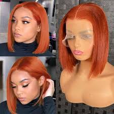 Kısa Ombre Bal Sarısı Bob Peruk Bebek Saçları Bal Kahverengi Düz İnsan Saçı  13X4 Dantel 1b27 Kahverengi Peruklar Siyah Kadınlar için -Çin Wicg Ve Wig  for Black Women fiyat