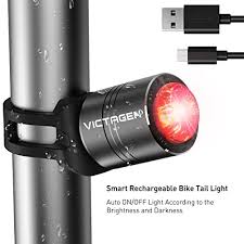 Victagen Smart Bike Tail Light Bike Rear Light Helmet Light Usb Rechargeable Auto On Off According