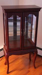 Bombay Company Curio Display Cabinet Cherry Finish Queen Anne Legs 3 Shelves Cupboards For Sale Home Decor Styles Quilt Display