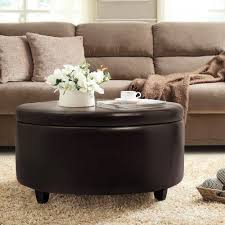 Curated by experts, powered by community. Walnew Large Round Storage Ottoman Comfort Footrest Brown Faux Leather Walmart Com Walmart Com