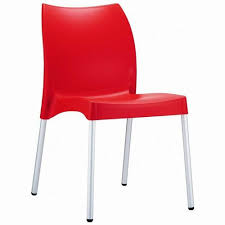 Our Vita Outdoor Resin Stackable Dining Chair With Aluminum Legs Red Is On Sale Now Side Chairs Dining Outdoor Dining Chairs Stacking Dining Chair