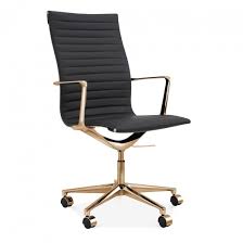 Faux leather and gold armstrong upholstered home office chair: Classic Eames Style Ribbed Office Executive Chair High Back Black And Gold Furniture And Refurbishment