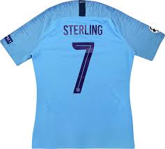 Inside of the neckline is taped for comfort. 2018 19 Manchester City Player Issue Cl Home Shirt Sterling 7 As New L Classic Retro Vintage Football Shirts